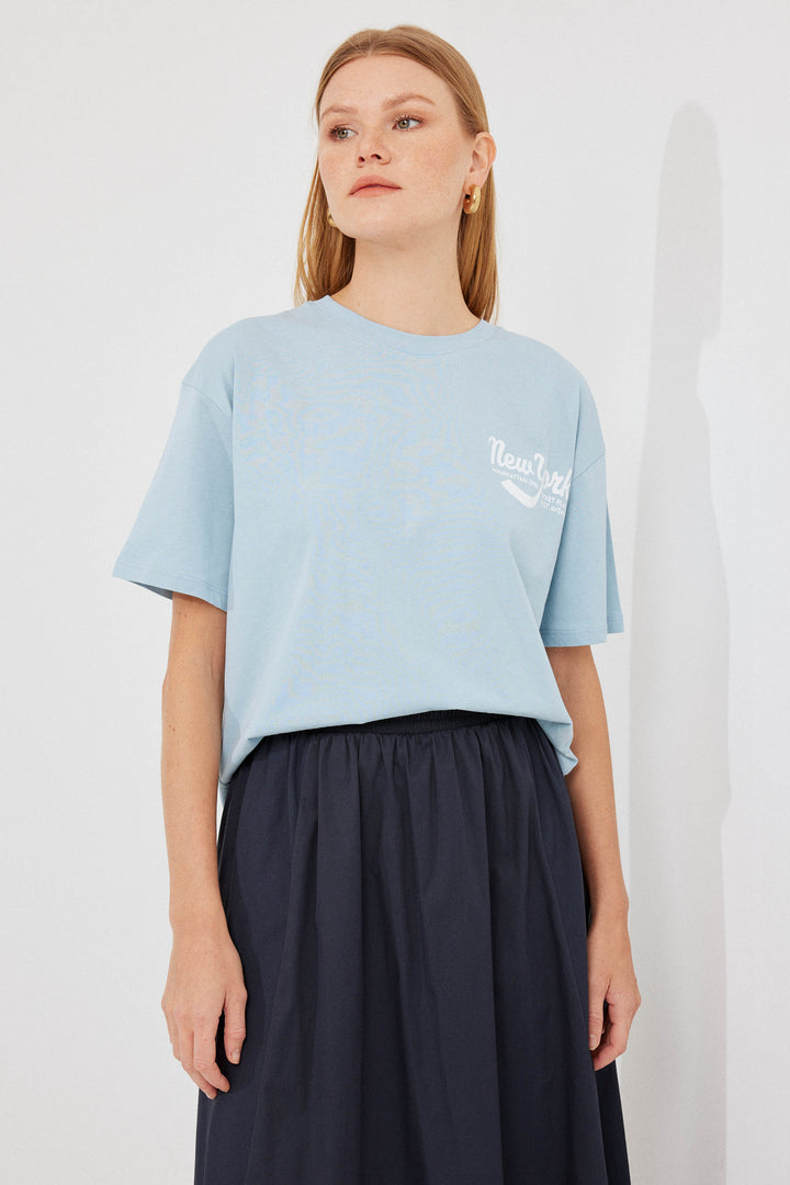 BGD Women Printed Basic T-shirt - Blue - Avondale