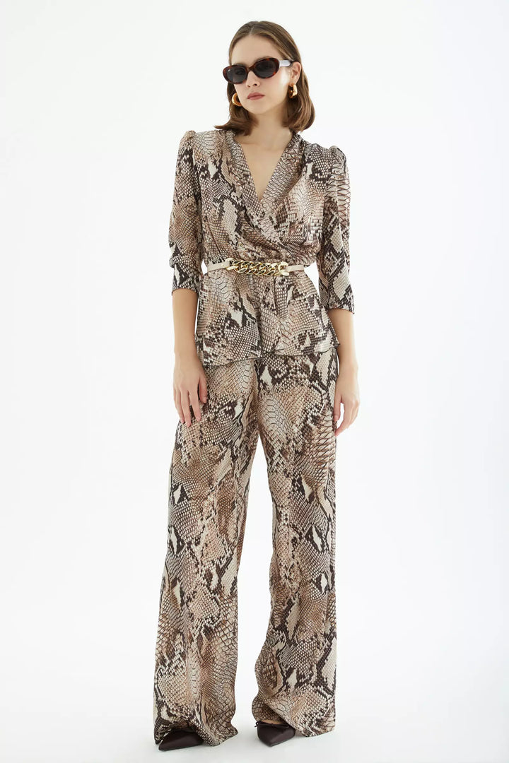 FRV Printed satin 3/4 sleeve maxi set - Allen