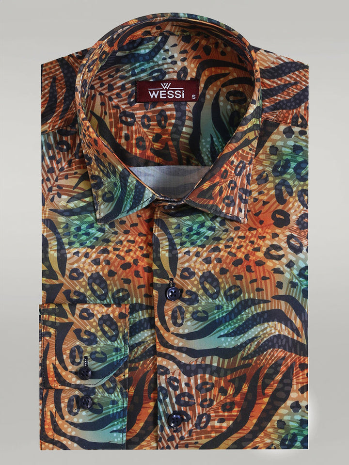 WSS Animal Patterned Long Sleeves Multicolor Men Shirt  - Singen