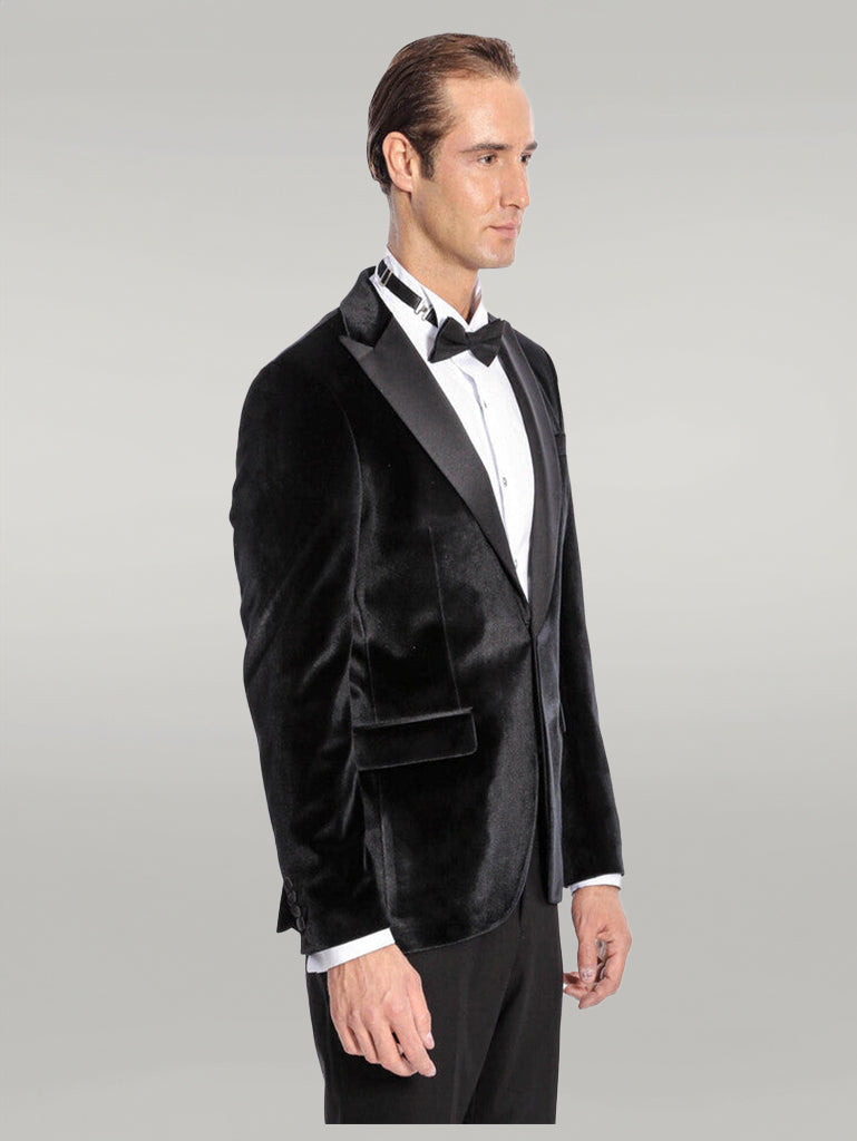 WSS Velvet Slim Fit Black Men Tuxedo Jacket  - Singen