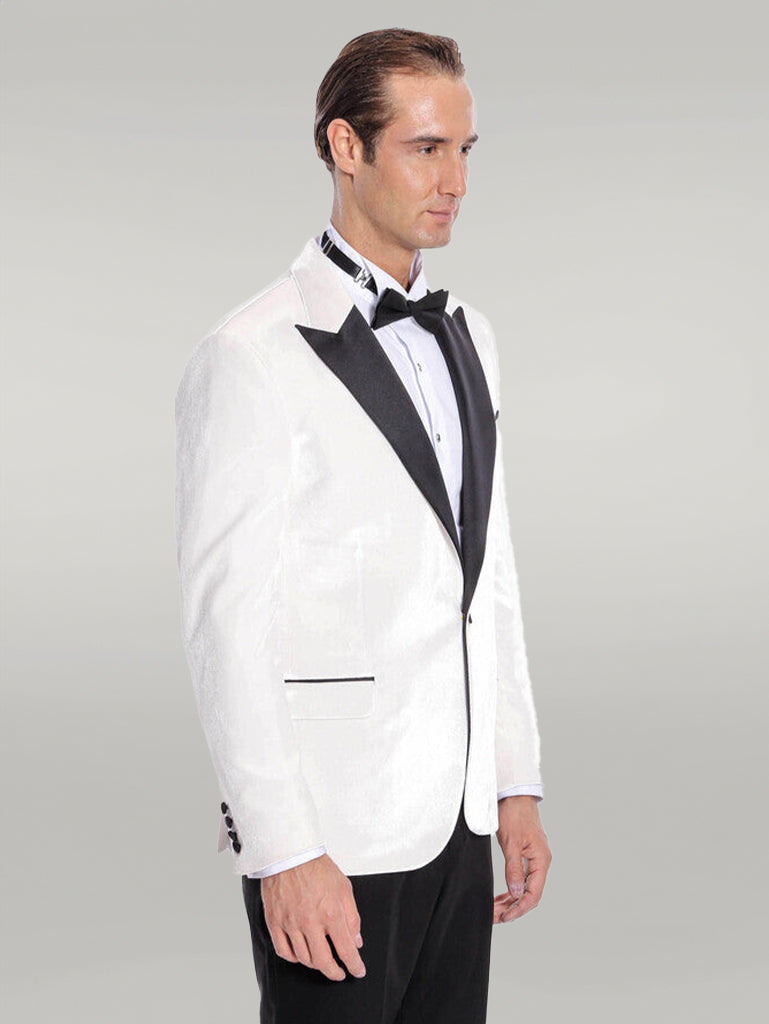 WSS Velvet Slim Fit White Men Prom Blazer  - Singen