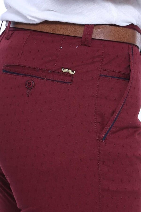 WSS 5 Pockets Patterned Burgundy Men Pants  - Singen