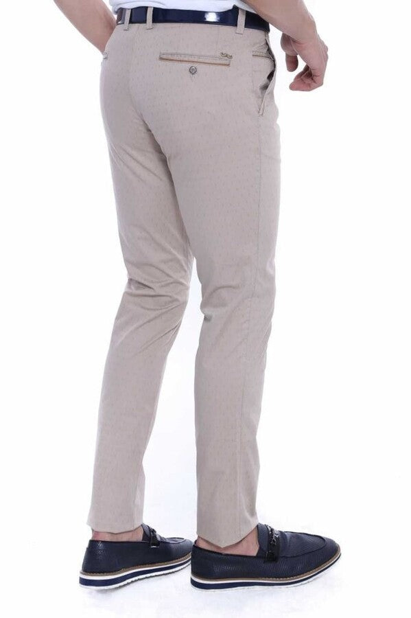 WSS 5 Pockets Patterned Men Beige Pants  - Singen