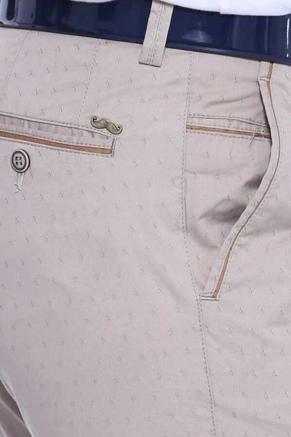 WSS 5 Pockets Patterned Men Beige Pants  - Singen