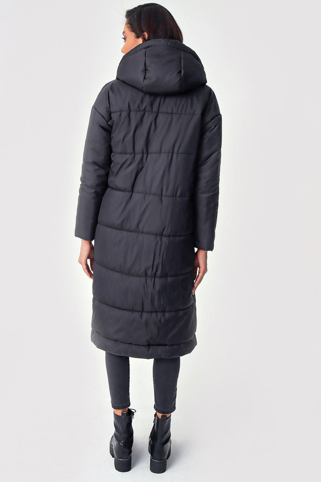 BGD Women Hooded Long Puffer Coat - Black - Avondale