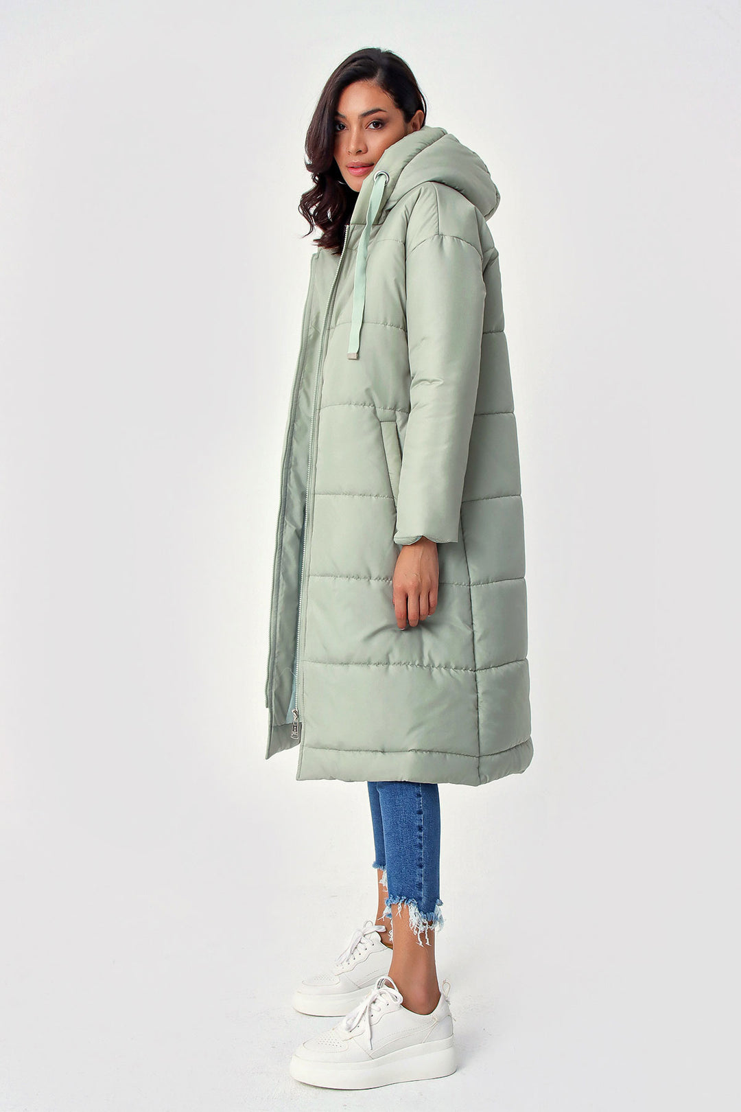 BGD Women Hooded Long Puffer Coat - Mint - Avondale