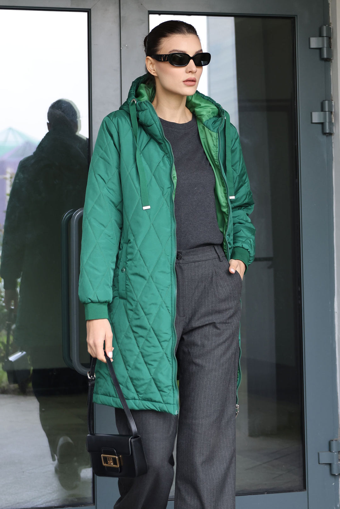 BGD Women Quilted Long Puffer Jacket - Emerald Green - Avondale