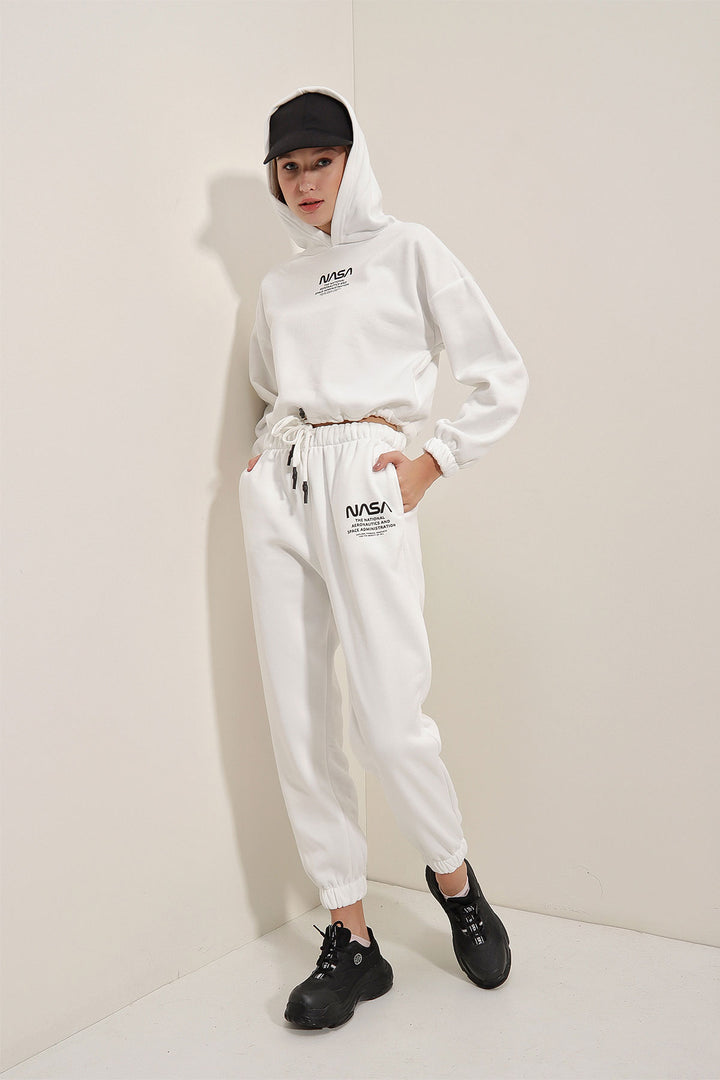 BGD Women NASA Printed Tracksuit - White - Avondale