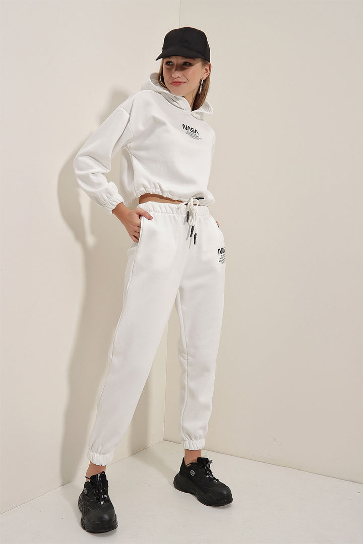 BGD Women NASA Printed Tracksuit - White - Avondale