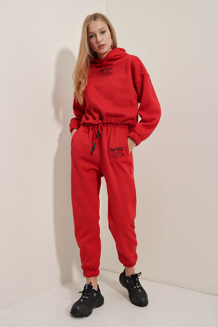 BGD Women NASA Printed Tracksuit - Red - Avondale