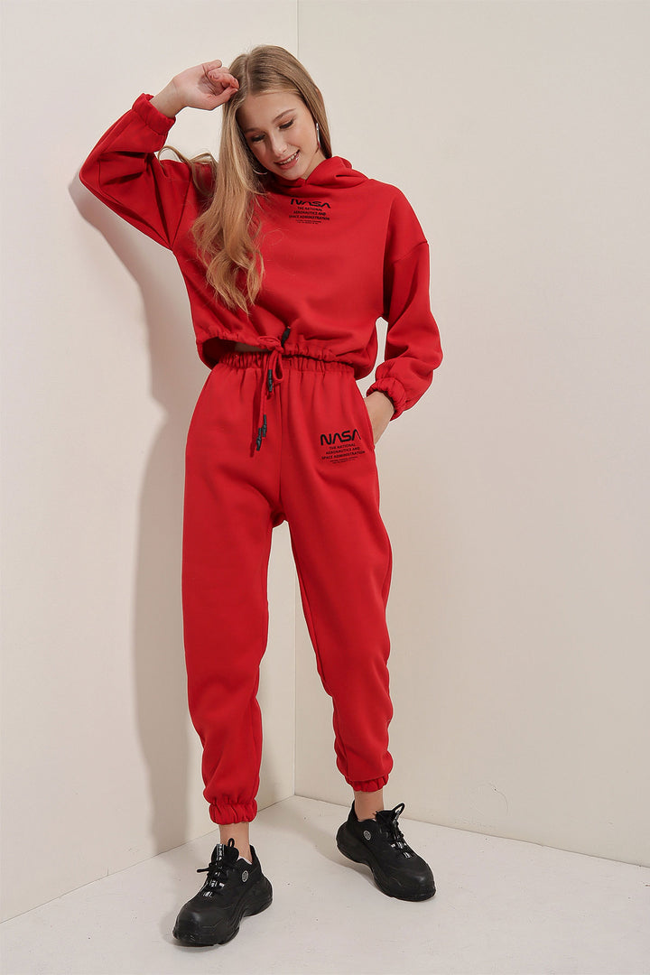 BGD Women NASA Printed Tracksuit - Red - Avondale