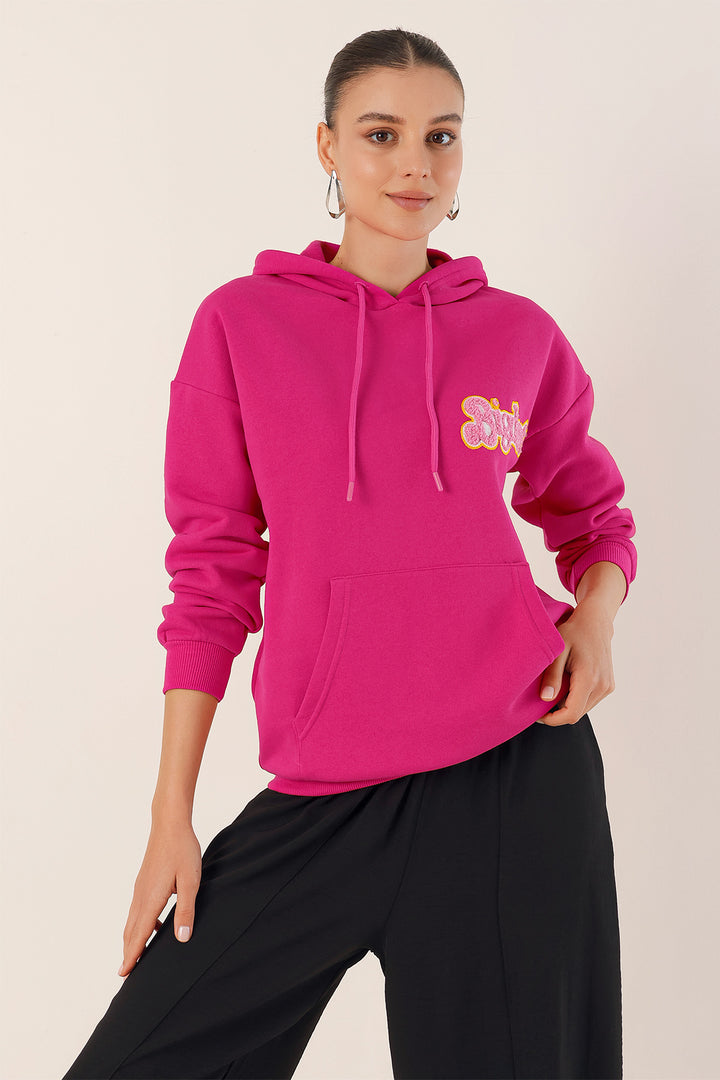 BGD Women Embroidered Oversize Sweatshirt - Fuchsia - Avondale