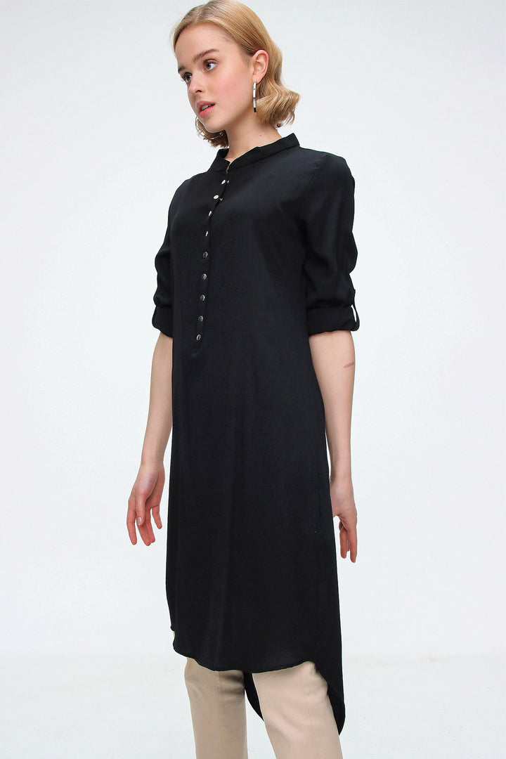 BGD Women Judge Collar Tunic - Black - Avondale