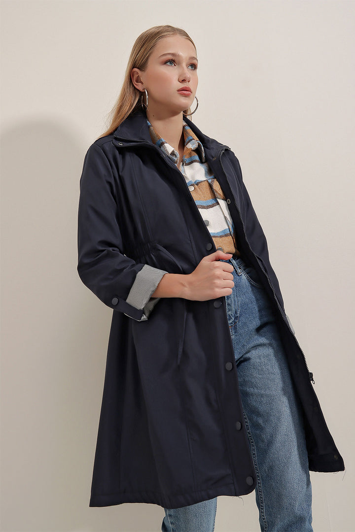 BGD Women Belted Trench Coat - Navy - Avondale