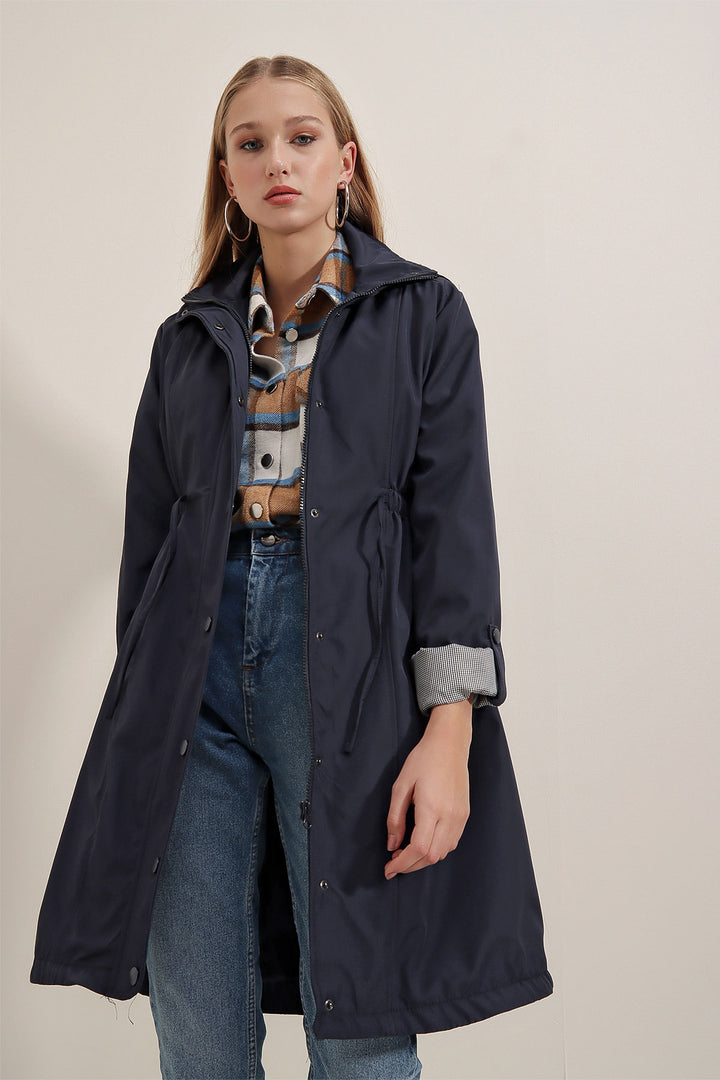 BGD Women Belted Trench Coat - Navy - Avondale