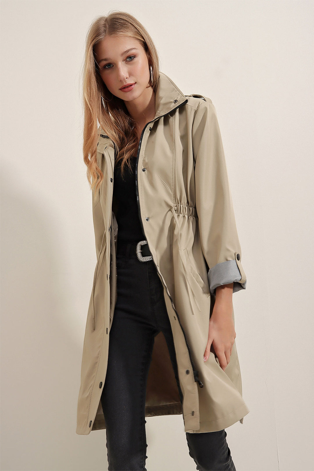 BGD Women Belted Trench Coat - Beige - Avondale