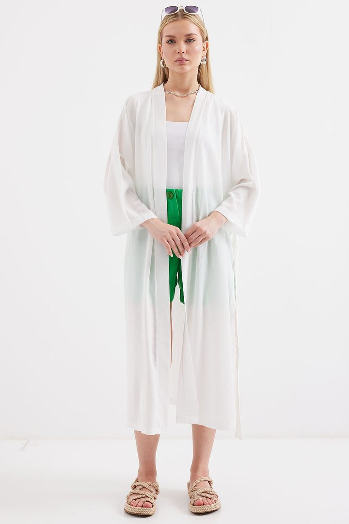 BGD Women Slit Summer Kimono - White - Avondale