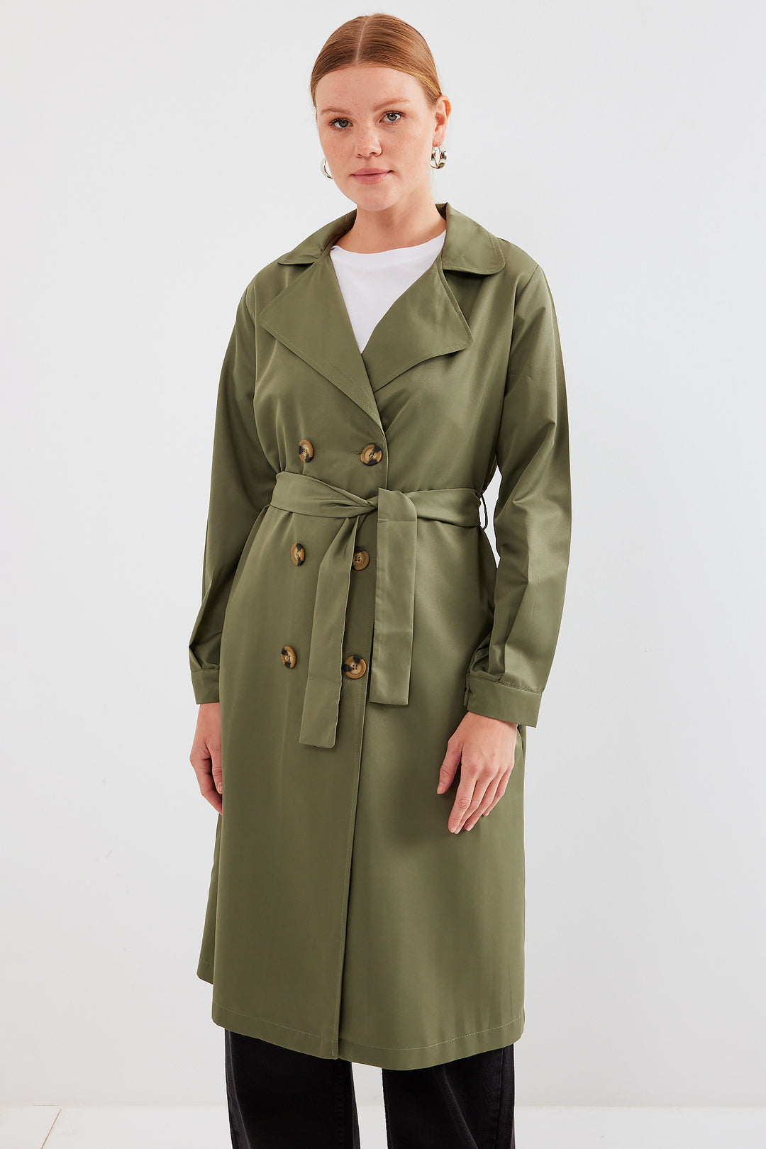 BGD Women Double-Breasted Trench Coat - Khaki - Avondale