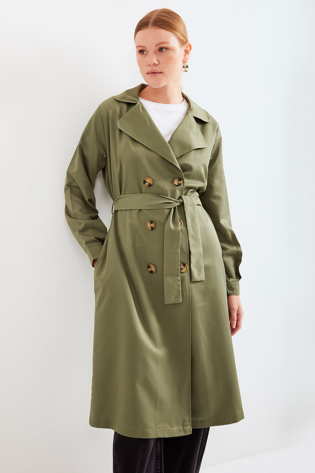 BGD Women Double-Breasted Trench Coat - Khaki - Avondale