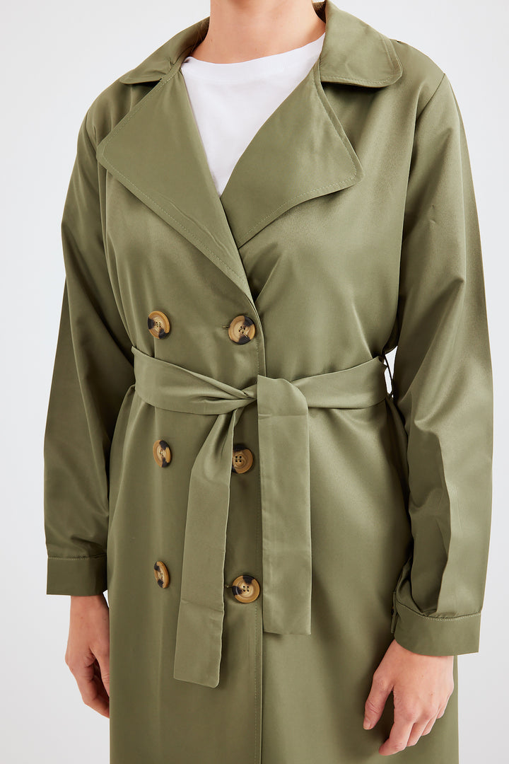 BGD Women Double-Breasted Trench Coat - Khaki - Avondale