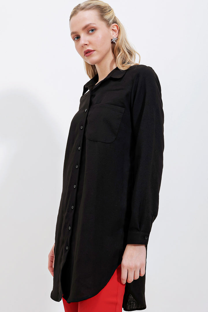 BGD Women Single Pocket Shirt Tunic - Black - Avondale