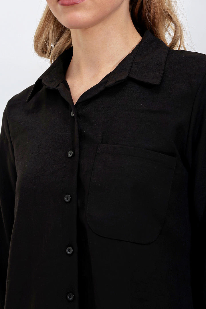 BGD Women Single Pocket Shirt Tunic - Black - Avondale