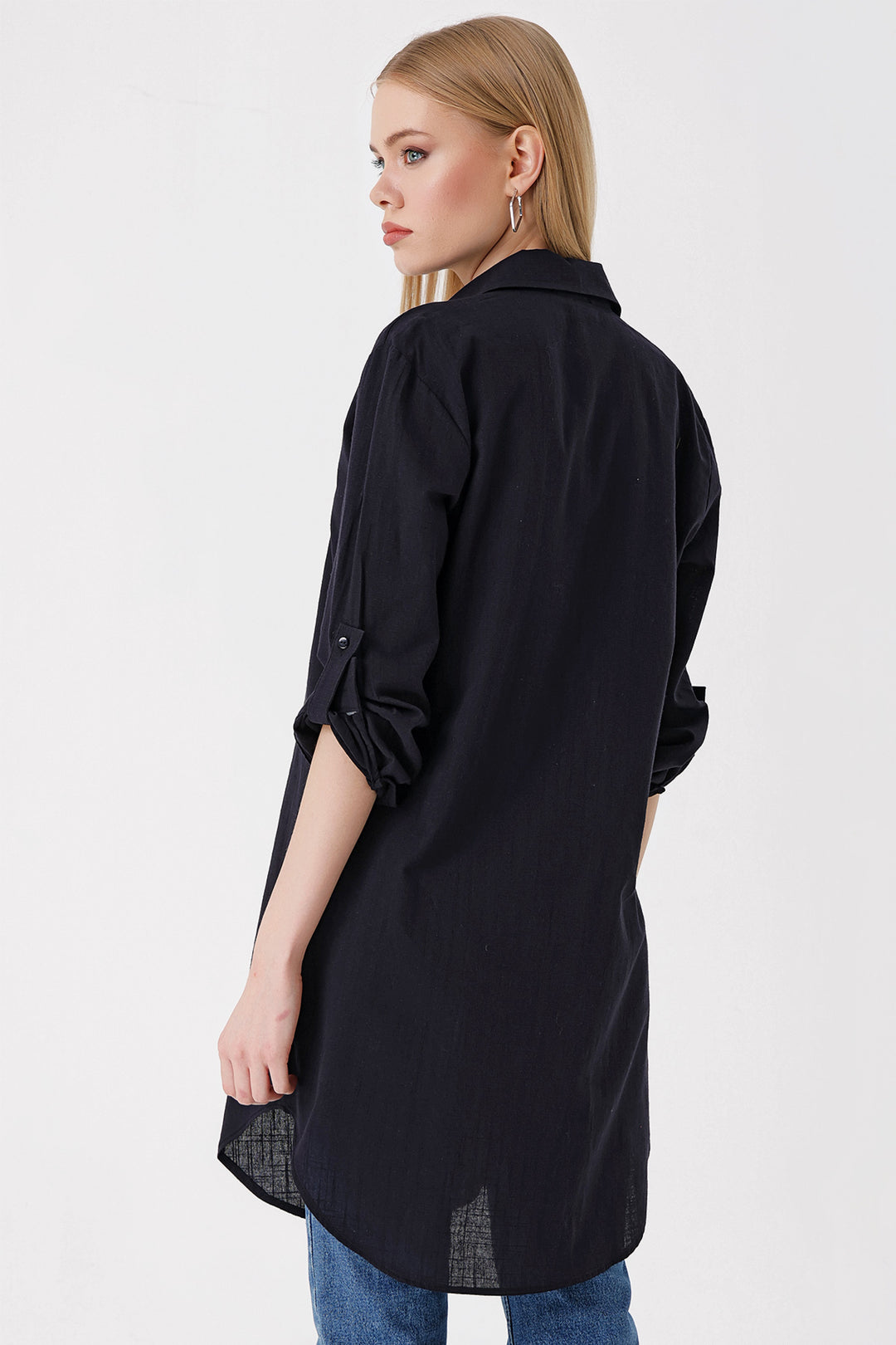 BGD Women Long Linen Shirt - Black - Avondale