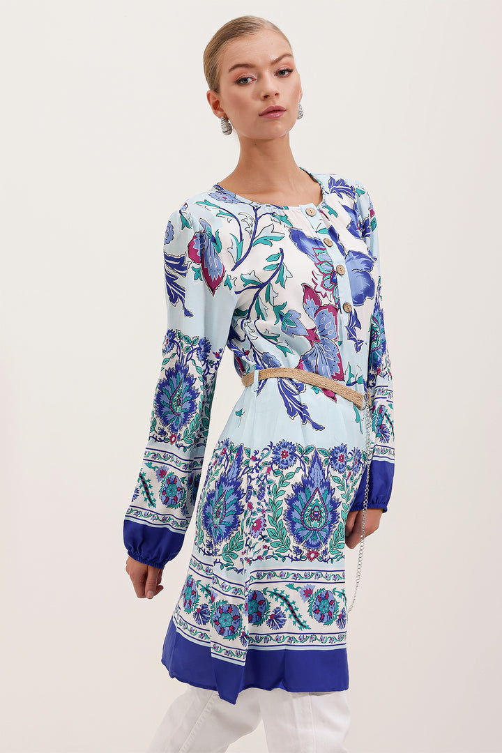 BGD Women Belted Patterned Dress - Saks - Avondale