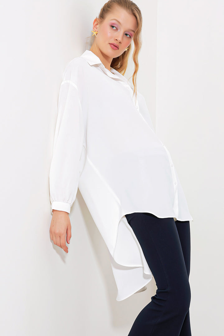 BGD Women Oversized Shirt Tunic - White - Avondale