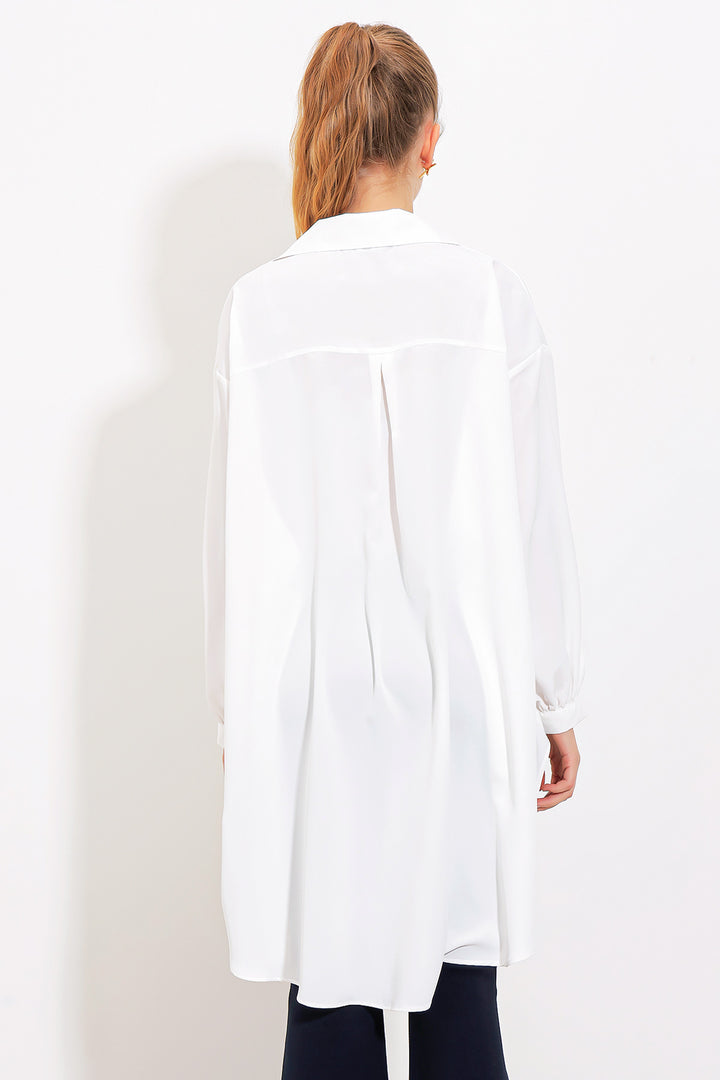 BGD Women Oversized Shirt Tunic - White - Avondale