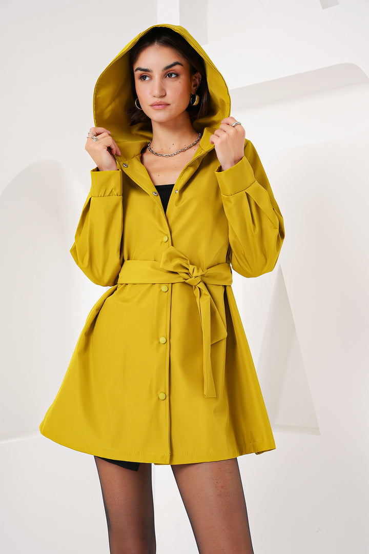 BGD Women Hooded Trench Coat - Olive Green - Avondale