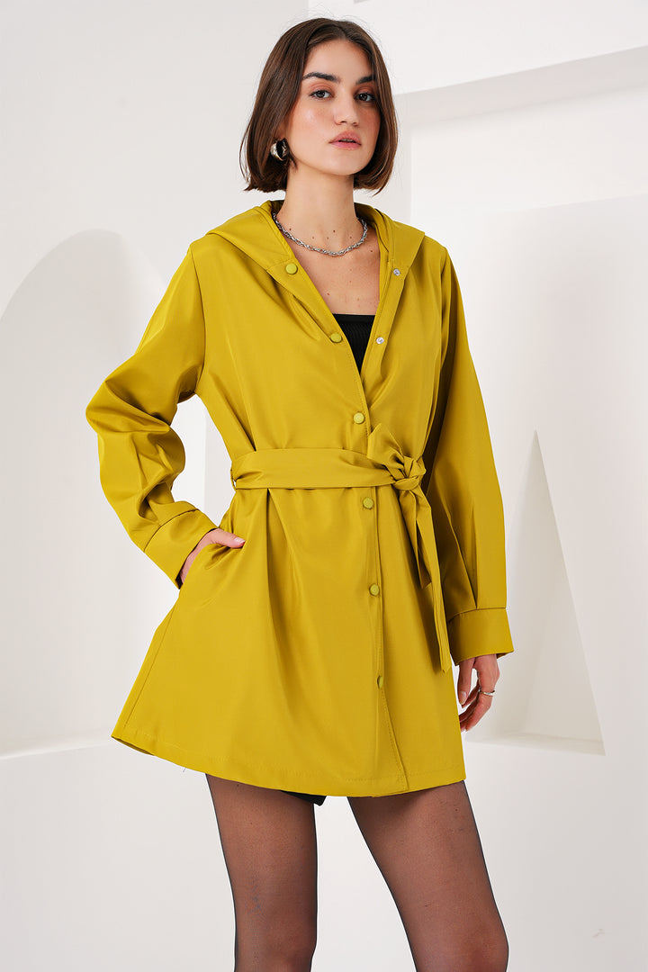 BGD Women Hooded Trench Coat - Olive Green - Avondale