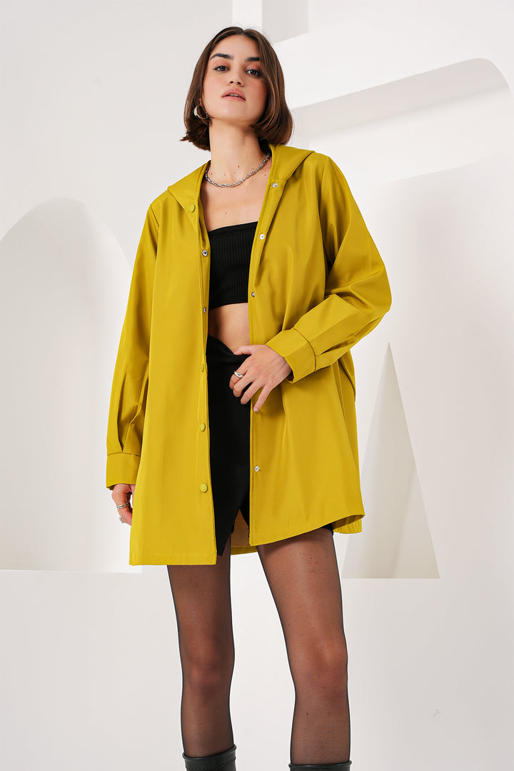 BGD Women Hooded Trench Coat - Olive Green - Avondale