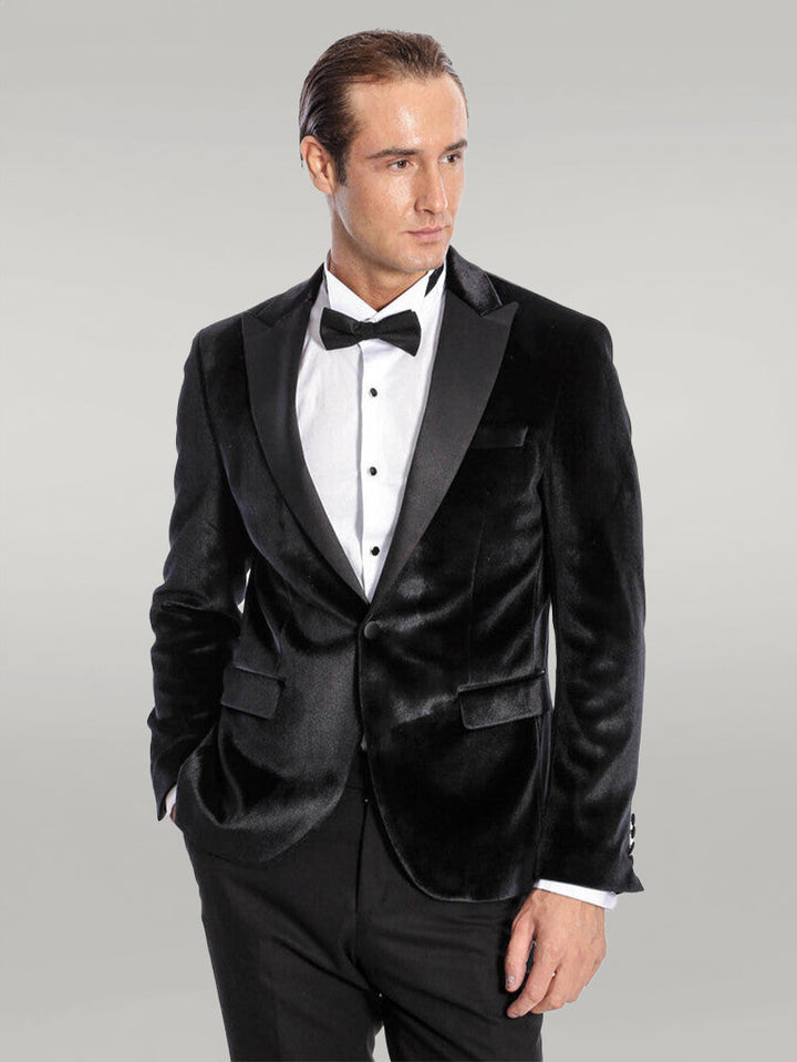 WSS Velvet Slim Fit Black Men Tuxedo Jacket  - Singen