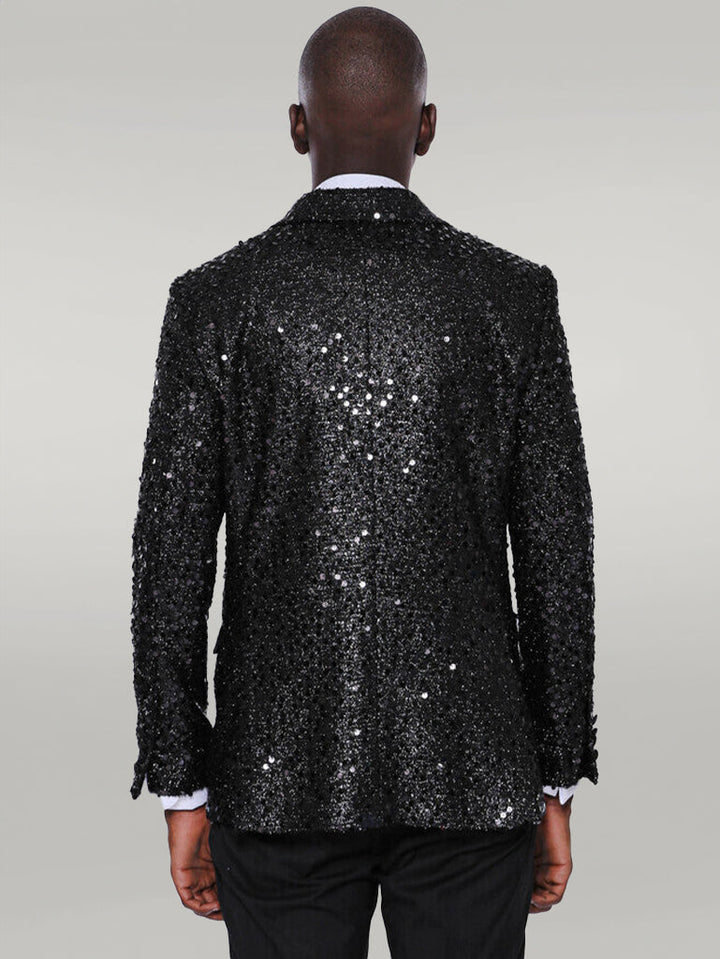 WSS Sequin Patterned Black Party Blazer  - Singen