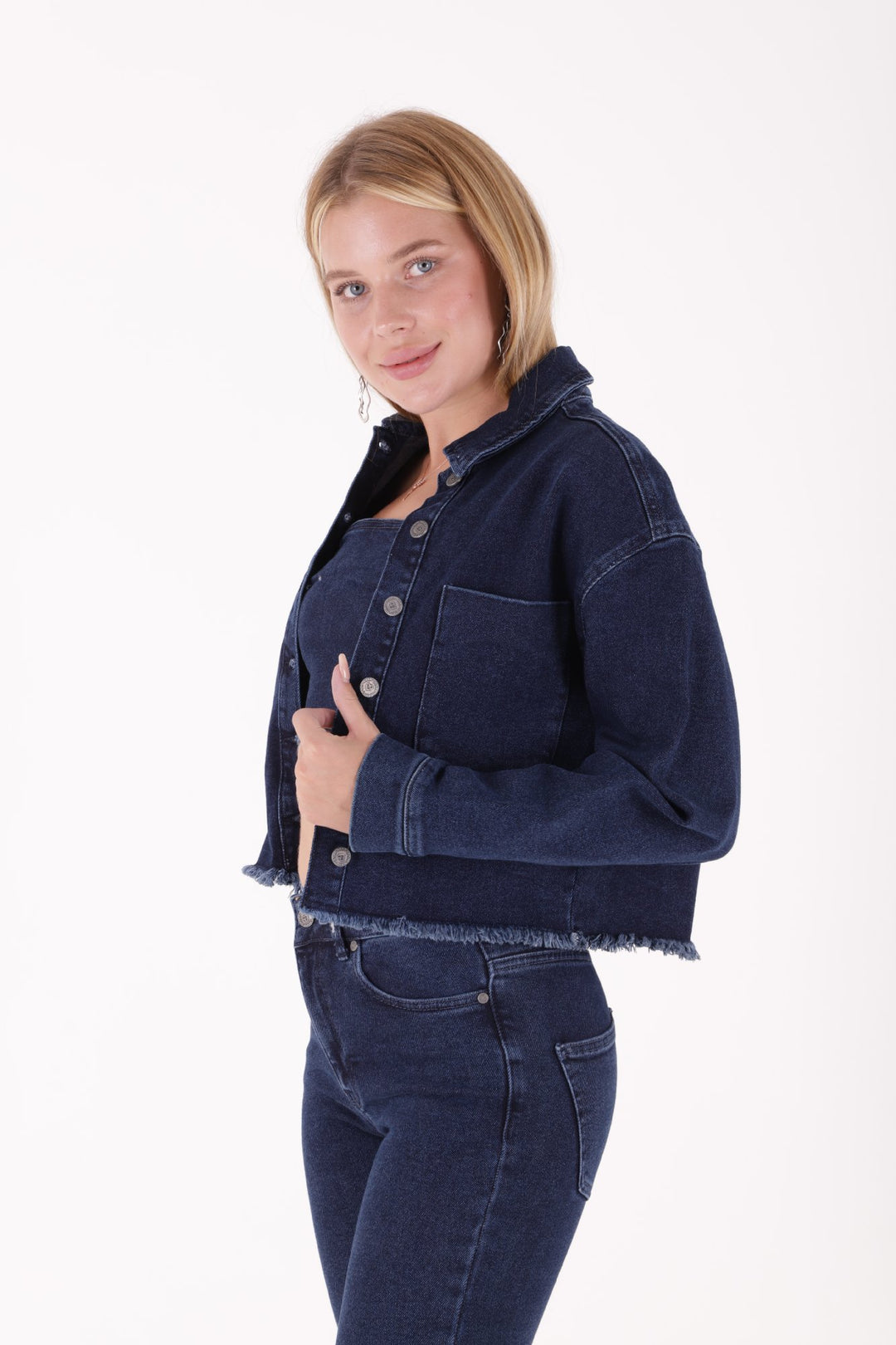 XLJ Short Denim Jacket with Fringe Ending Mixed - Greven