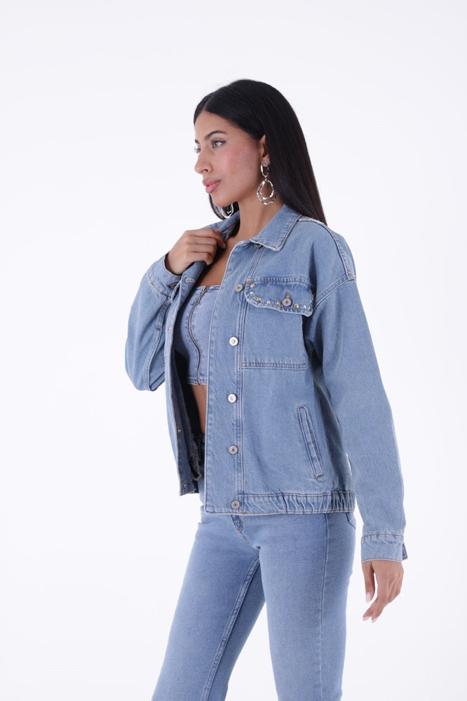 XLJ Denim Jacket with Embroidery on Back Mixed - Navarre