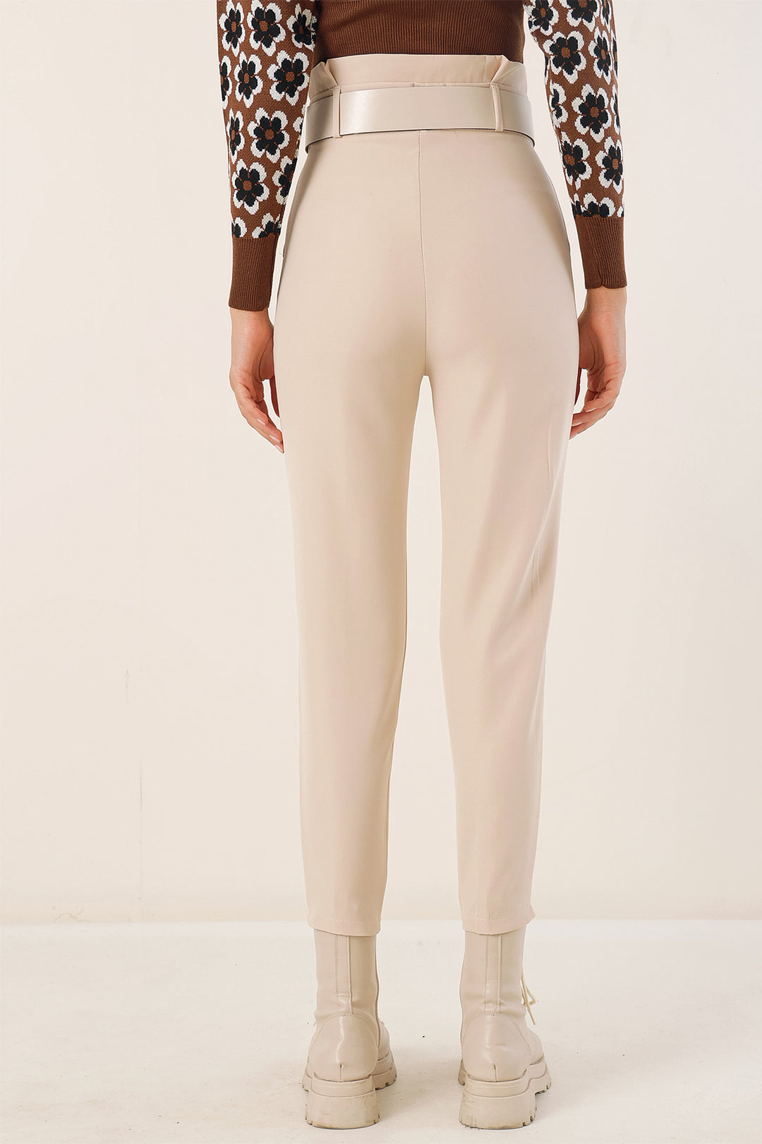 BGD Women Belted Fabric Pants - Cream - Avondale