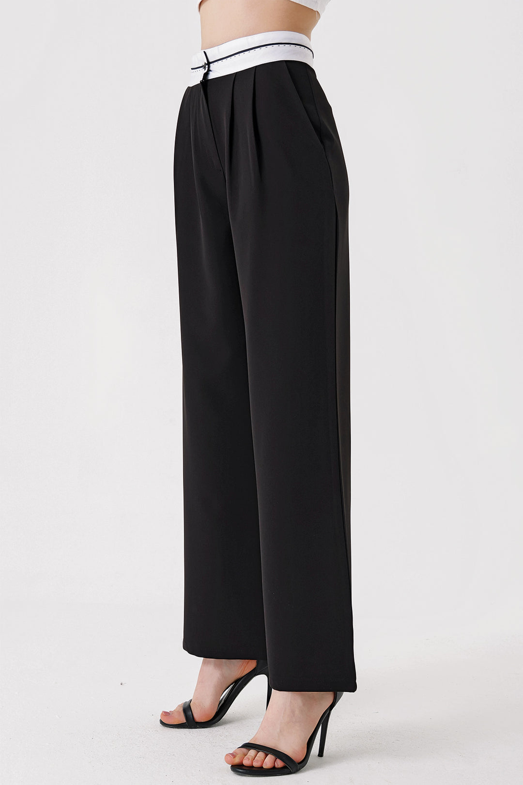 BGD Women Reverse Belt Palazzo Pants - Black - Avondale