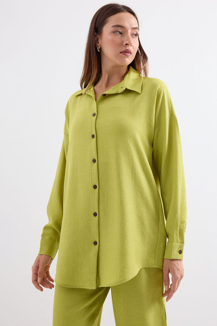 BGD Women Linen Gen Gueping Set - Olive Green - Avondale