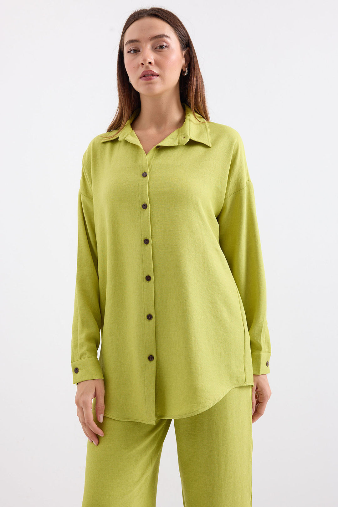 BGD Women Linen Gen Gueping Set - Olive Green - Avondale