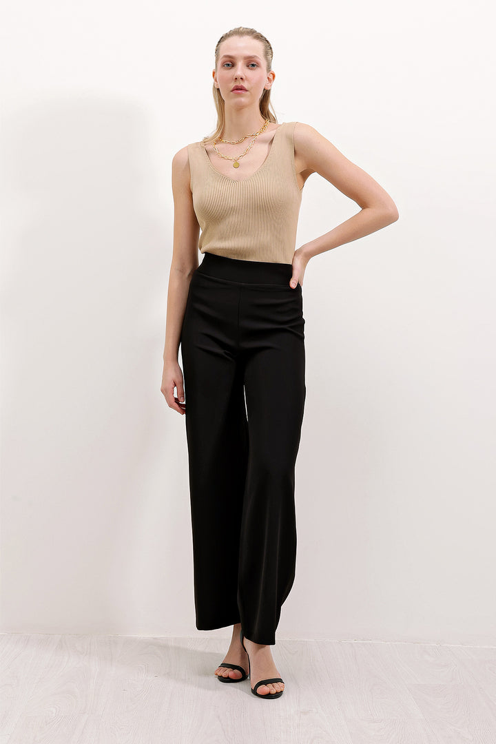 BGD Women High Waist Wide Leg Pants - Black - Avondale