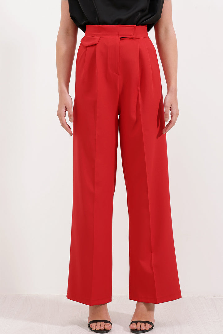 BGD Women High Waist Velcro Palazzo Pants - Red - Avondale