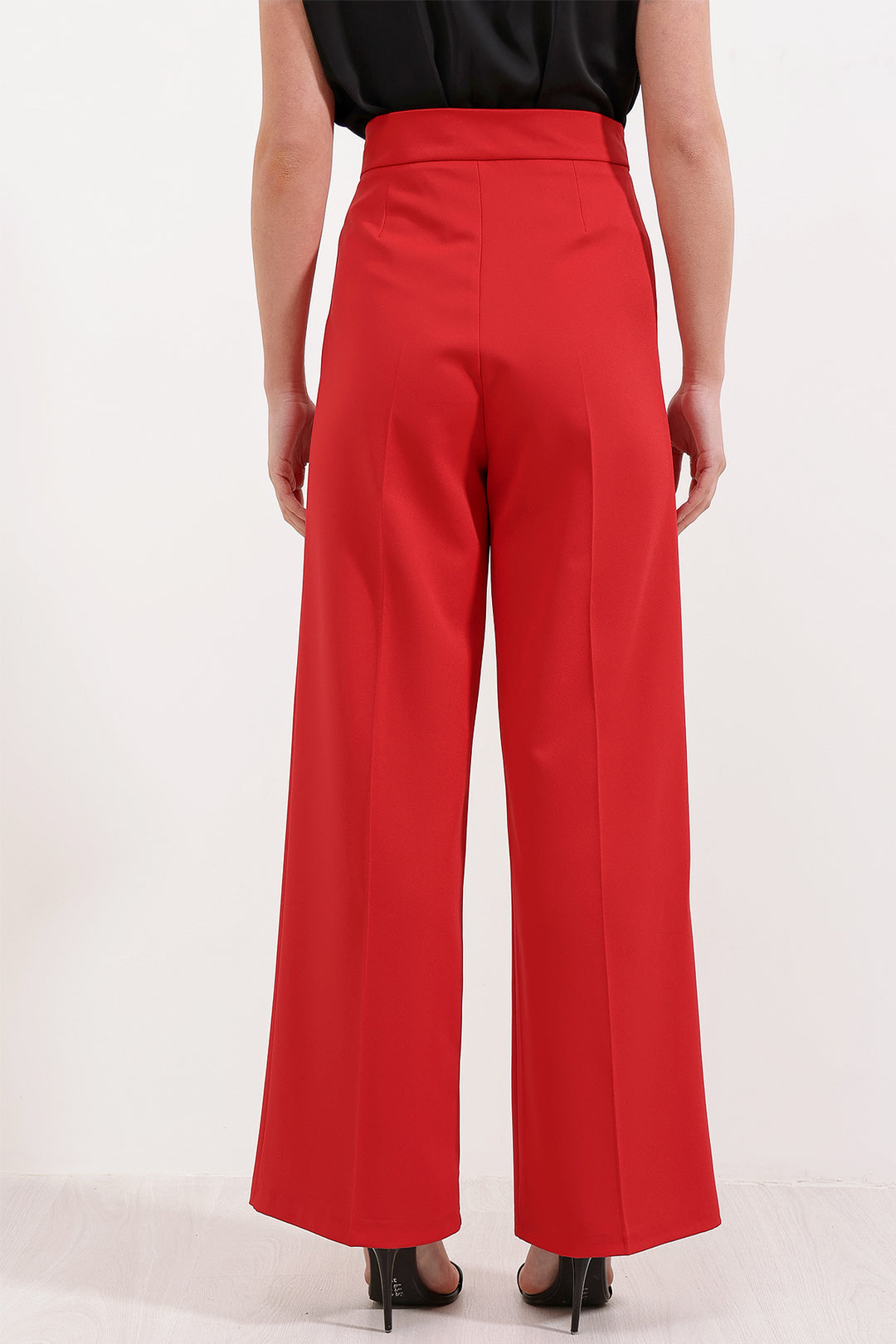 BGD Women High Waist Velcro Palazzo Pants - Red - Avondale