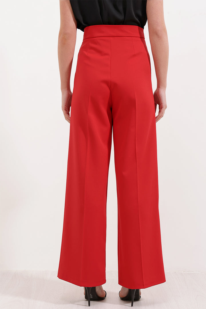 BGD Women High Waist Velcro Palazzo Pants - Red - Avondale