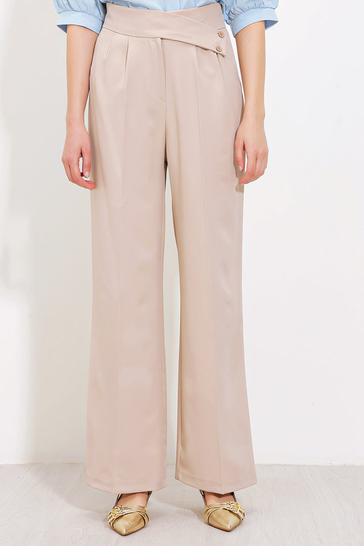 BGD Women Woman Beige High Waisted Palazzo Pants 6646 - Avondale