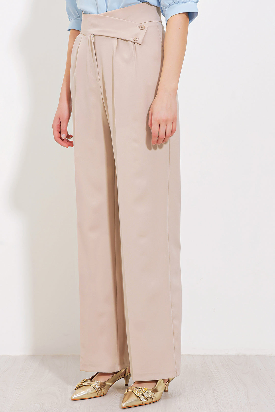 BGD Women Woman Beige High Waisted Palazzo Pants 6646 - Avondale