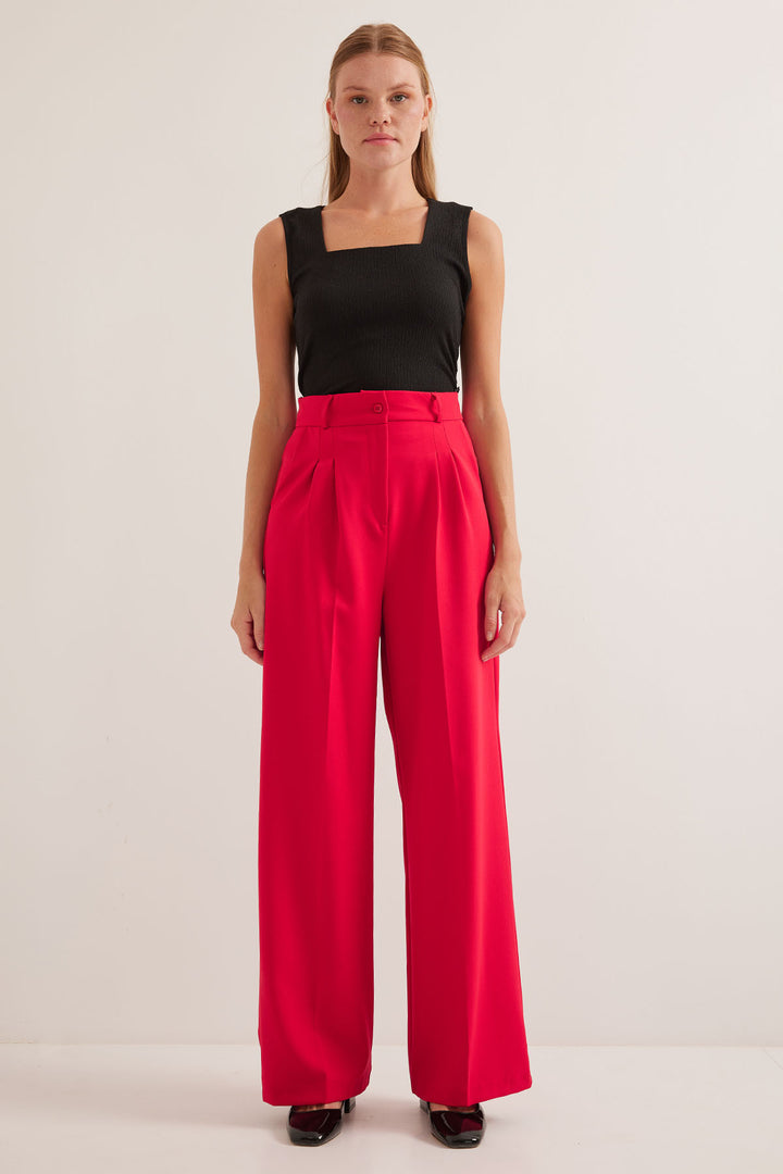 BGD Women Woman Red Wide Leg Fabric Pants 6647 - Avondale