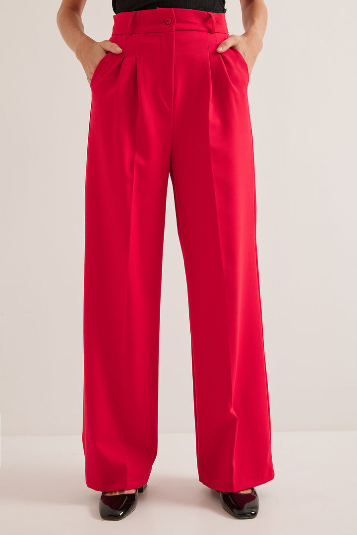 BGD Women Woman Red Wide Leg Fabric Pants 6647 - Avondale