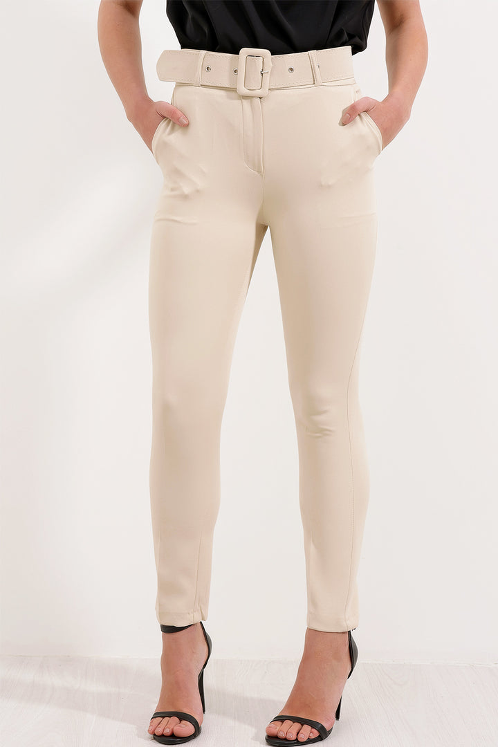 BGD Women Belted Fabric Pants - Beige - Avondale